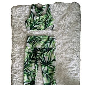 2 pc Pineapple Clothing Athletic Tennis Pickleball Set leggings & crop bra top S